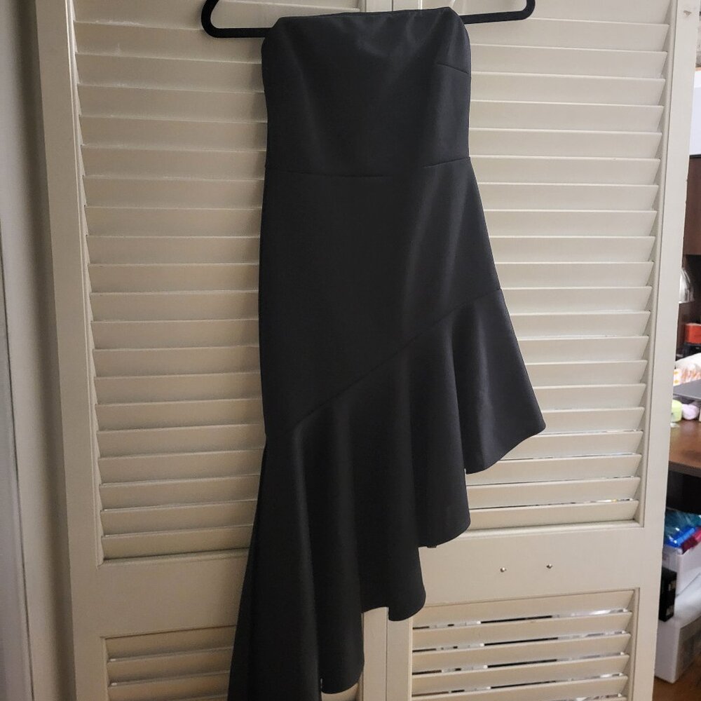 Women's Black Formal Midi Asymmetrical Dress Small